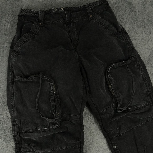 We The Free Pants - Free People Can't Compare Slouch Cargo Pants Women L Black Gorpcore Utility